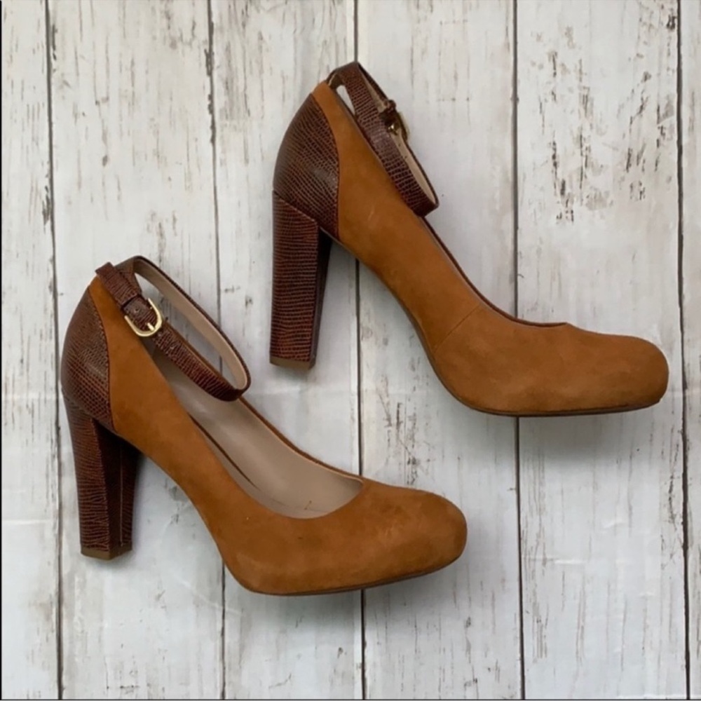 Franco Sarto Denise Suede Pumps Block Heel Hidden Platform - Picture 7 of 8